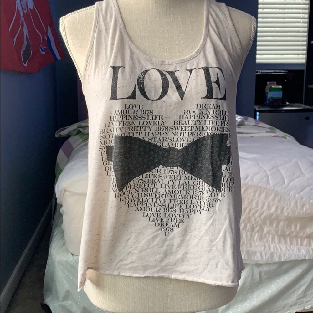 graphic cream racer back tank